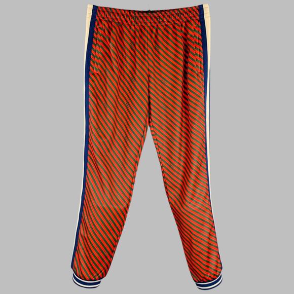 GUCCI Size M Red Green Stripe Polyester Cotton Joggers Casual Pants - Picture 1 of 9
